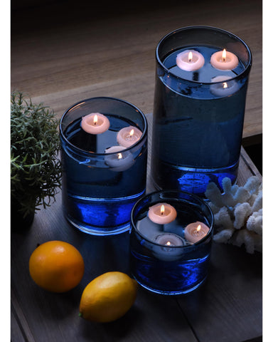 ARIAMOTION 4 inch blue seed bubble hurricane ideal for small tables