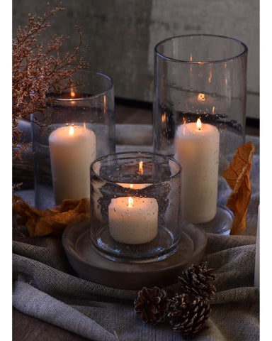 Set of three pillar holders for versatile layered tablescapes by ARIAMOTION.