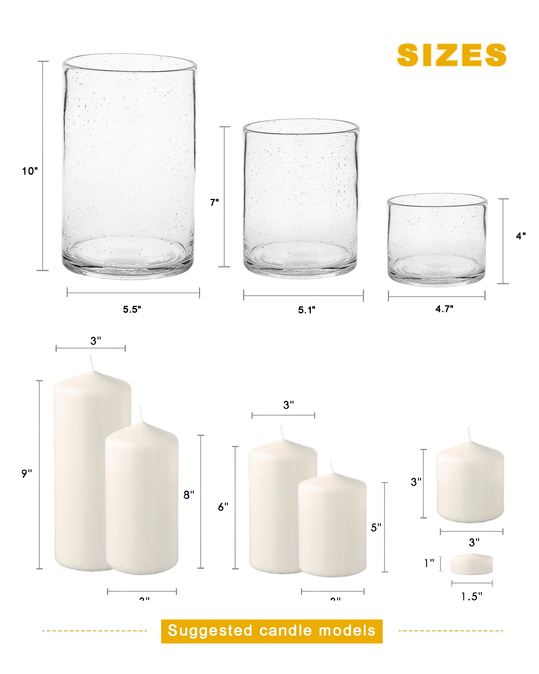 Sizes 4, 7, and 10 inches accommodate varied candle arrangements with ARIAMOTION.