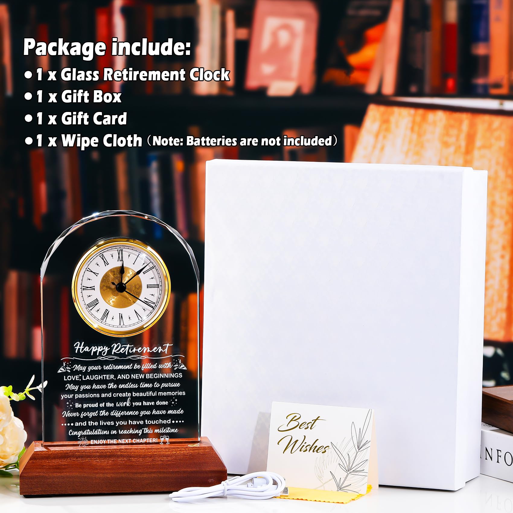 Arikyrist clock packaging contents include gift box and care cloth.
