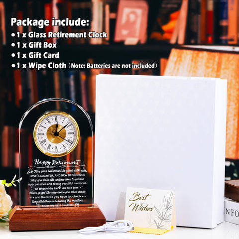 Arikyrist clock packaging contents include gift box and care cloth.