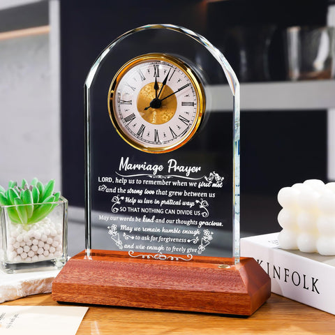 Quartz clock face combines precision timekeeping with elegant glass artistry.
