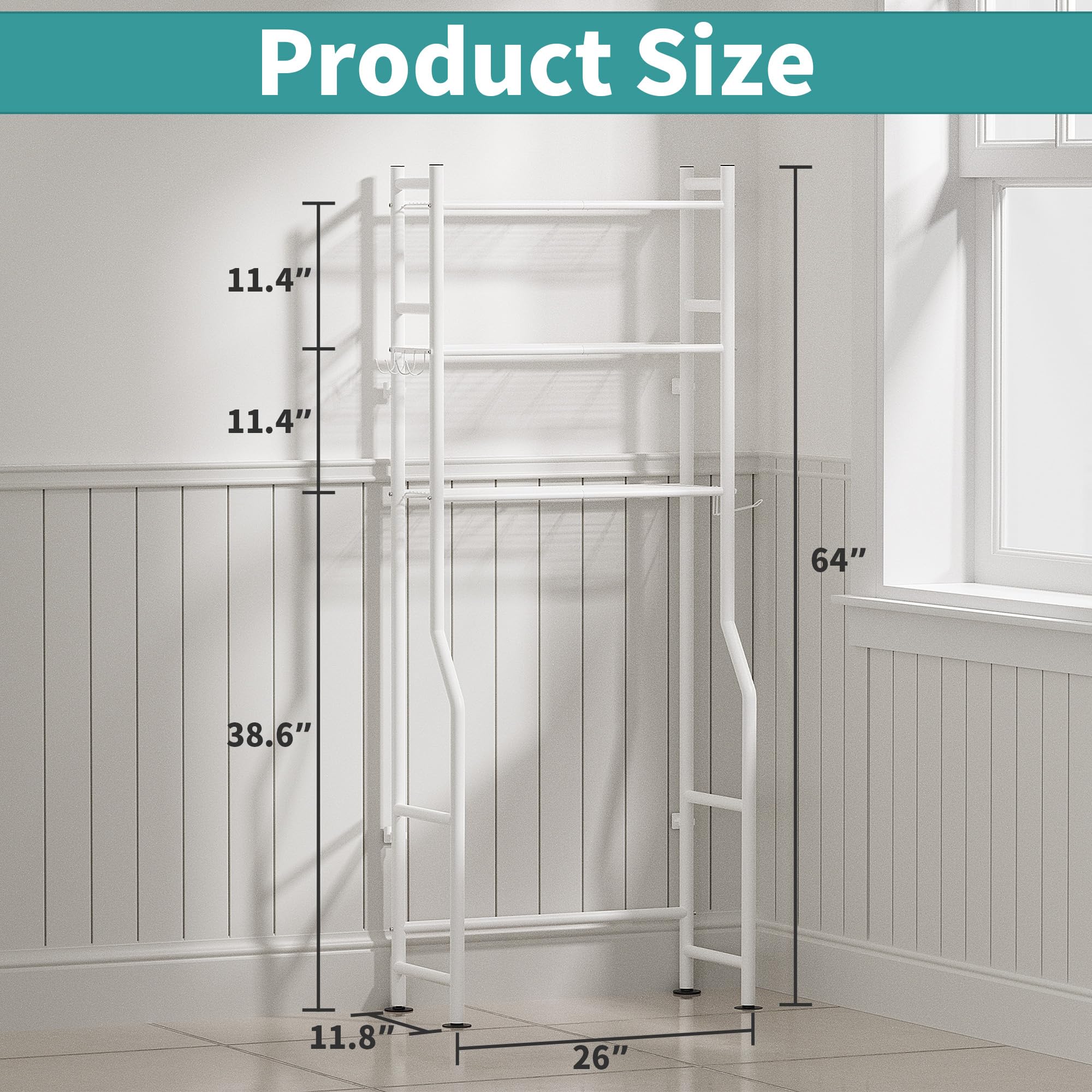 AriseWork 3-tier toilet storage, side view, keeps essentials accessible without clutter.
