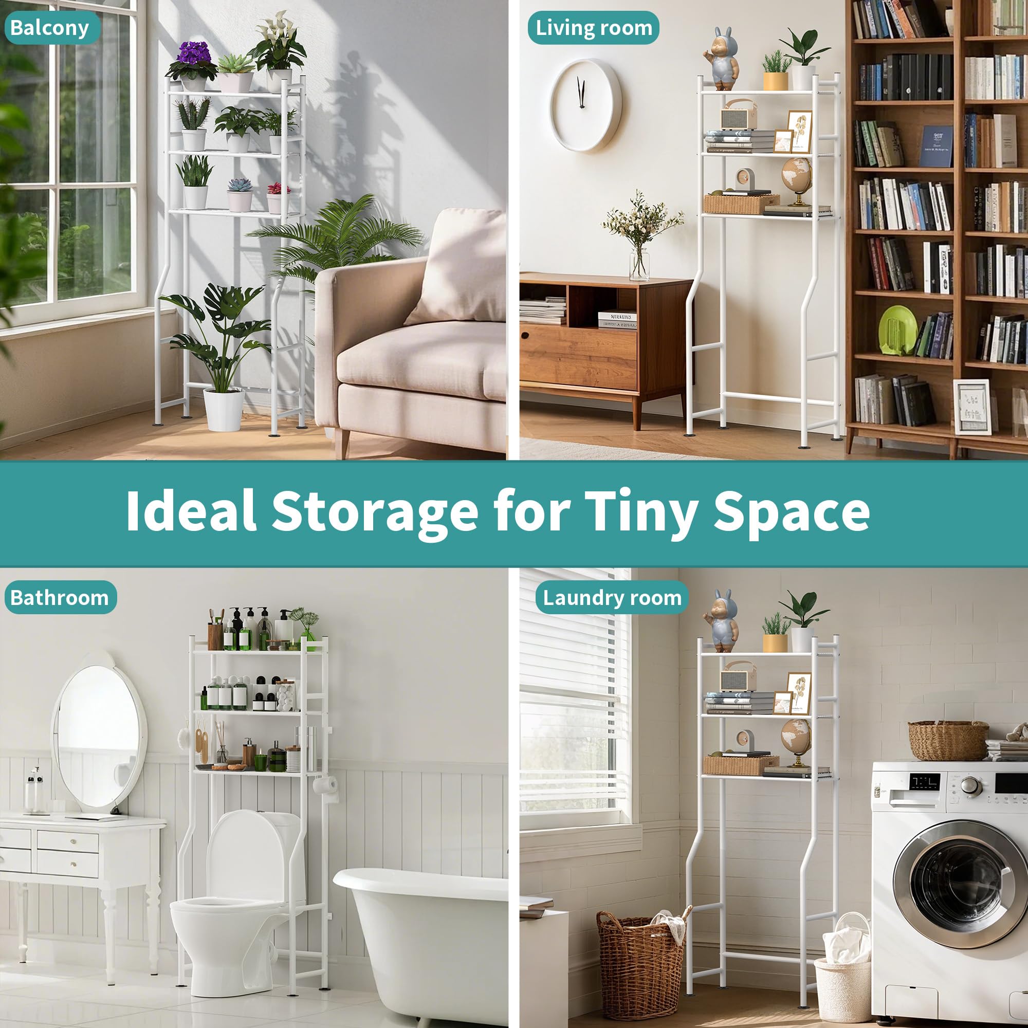 AriseWork freestanding rack, 64-inch tall, fits bathrooms with tall ceilings.