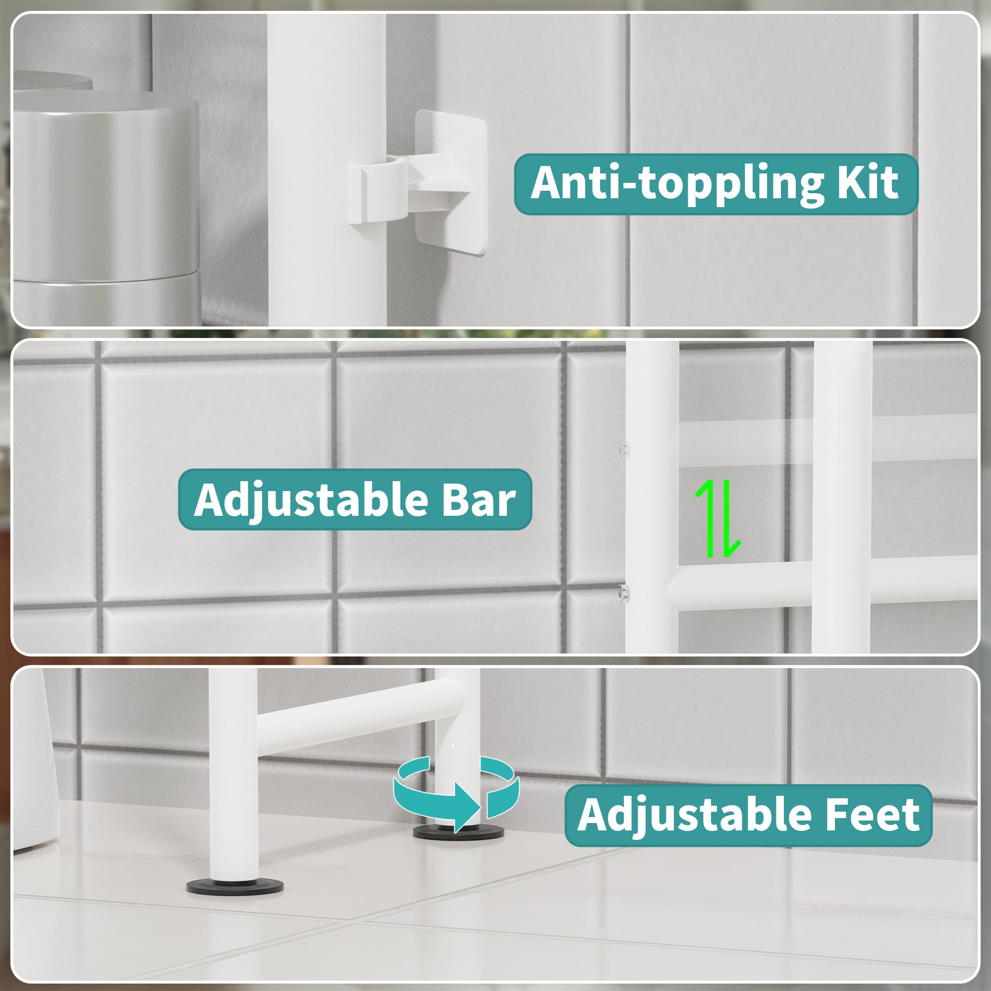AriseWork paper roll holder integrated, white, keeps extra rolls handy.