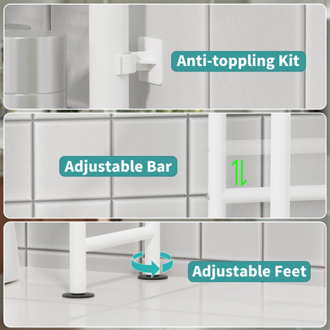 AriseWork paper roll holder integrated, white, keeps extra rolls handy.