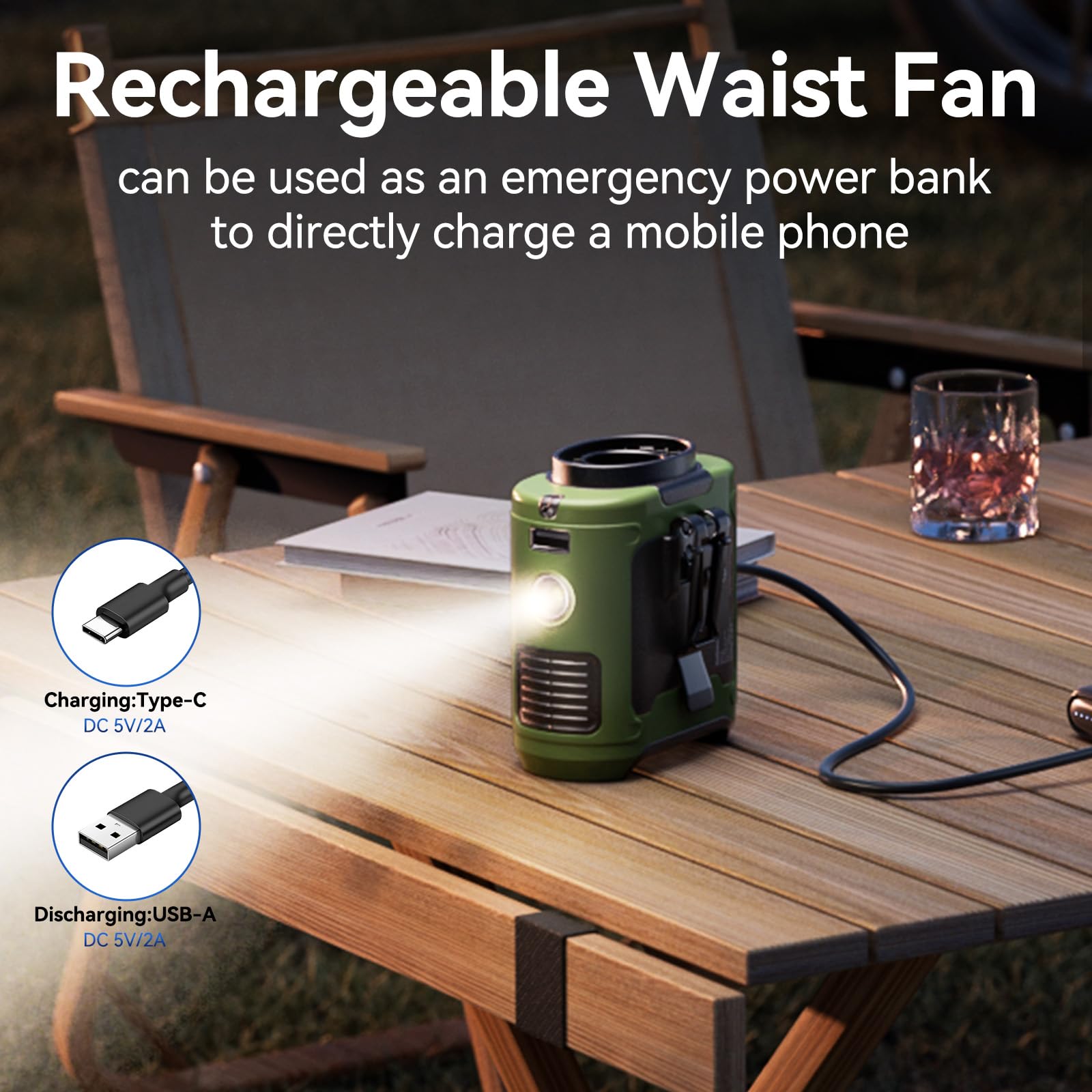 Aristide waist fan desk-stand mode for focused cooling