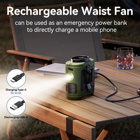 Aristide waist fan desk-stand mode for focused cooling