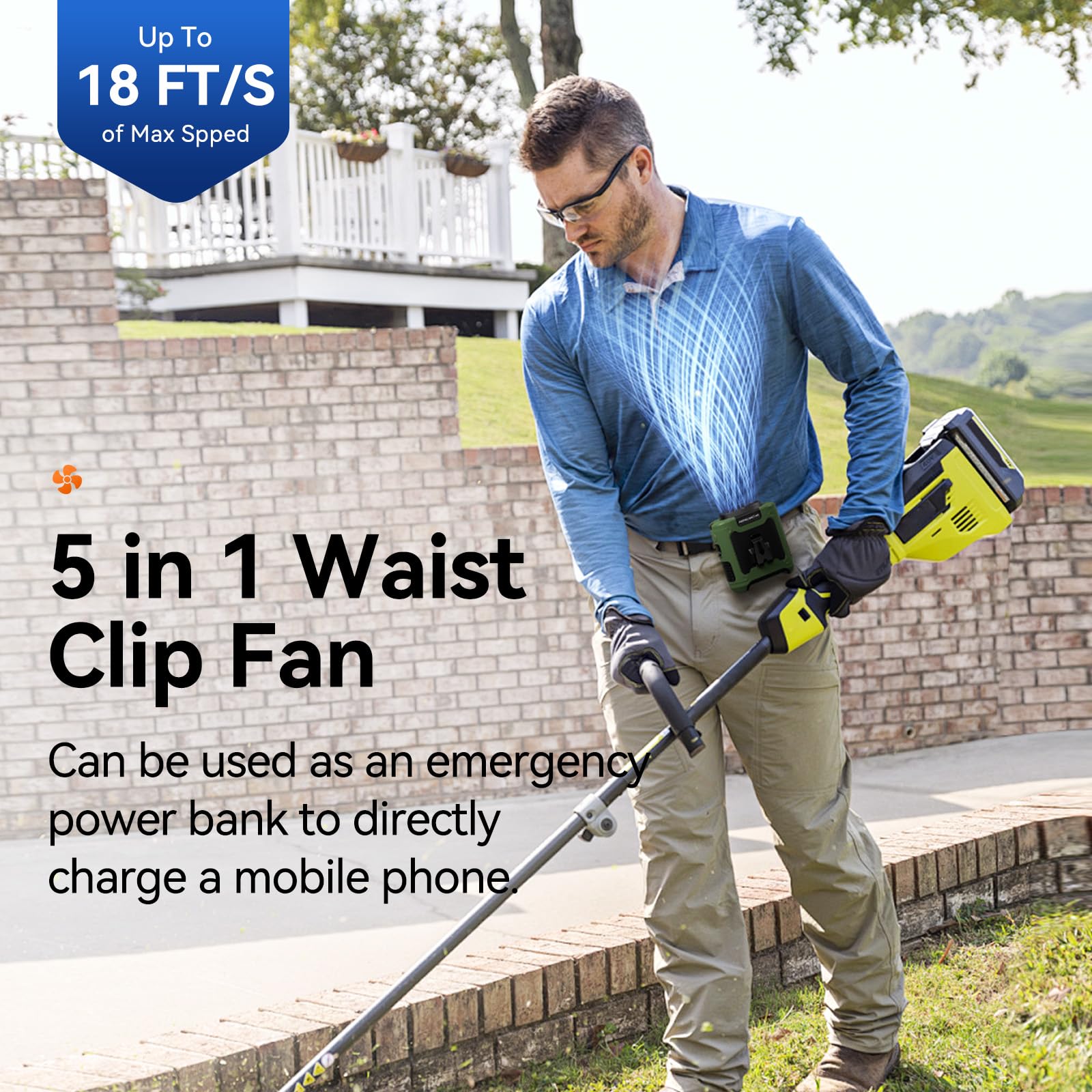 Aristide waist fan LED flashlight for night visibility