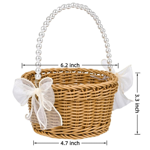 ARKSU baskets with pearl chains offer stylish storage and centerpiece potential.