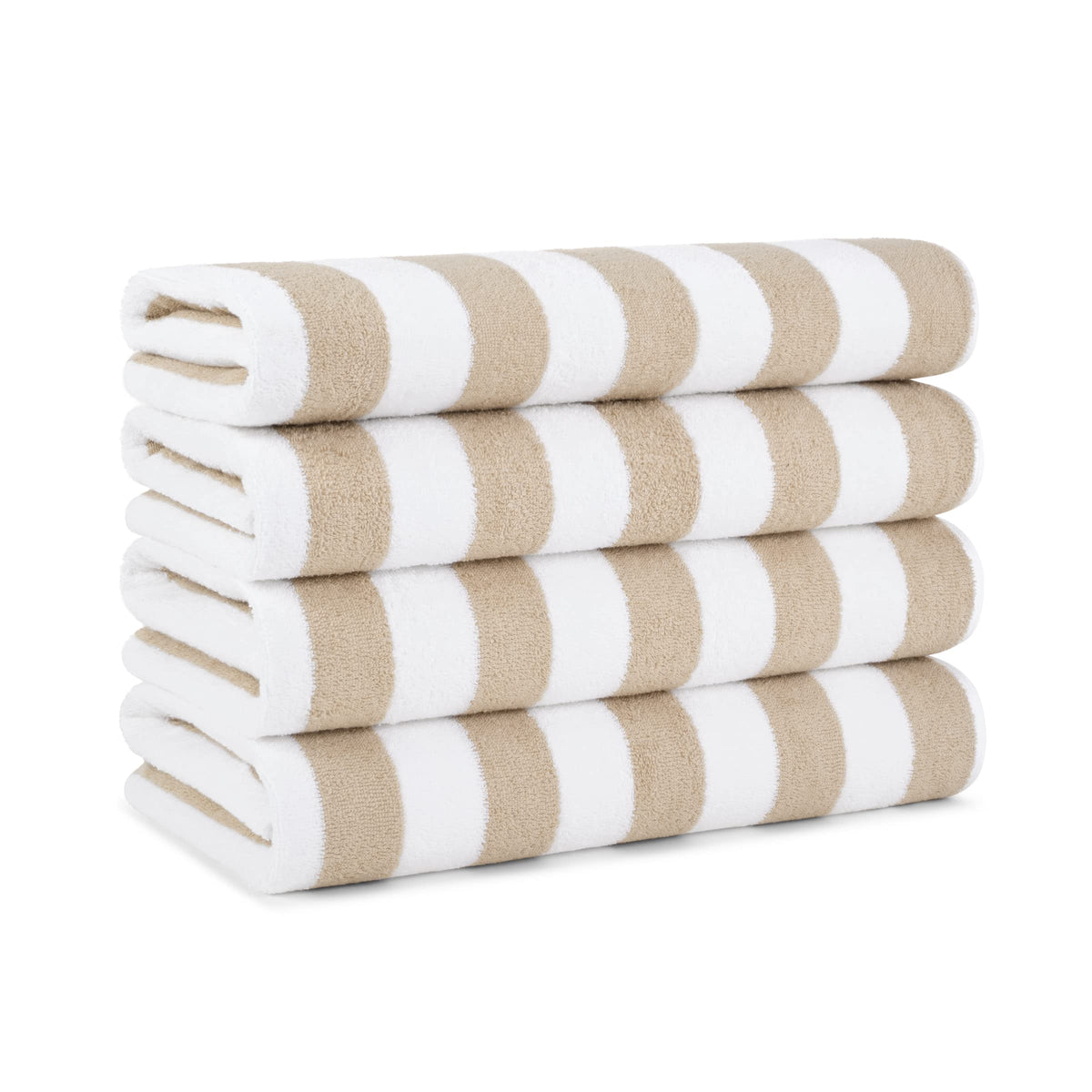 Arkwright California Cabana Stripe Beach Towel, 30x70 inches, laid out poolside for lounging.