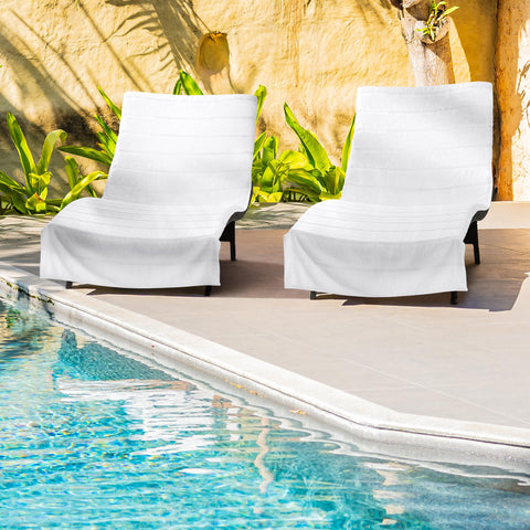 Arkwright Las Rayas chaise lounge cover 8-pocket keeps towel secure