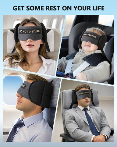 ARLIKSI headrest strap in use stabilizing the pillow on the seat.