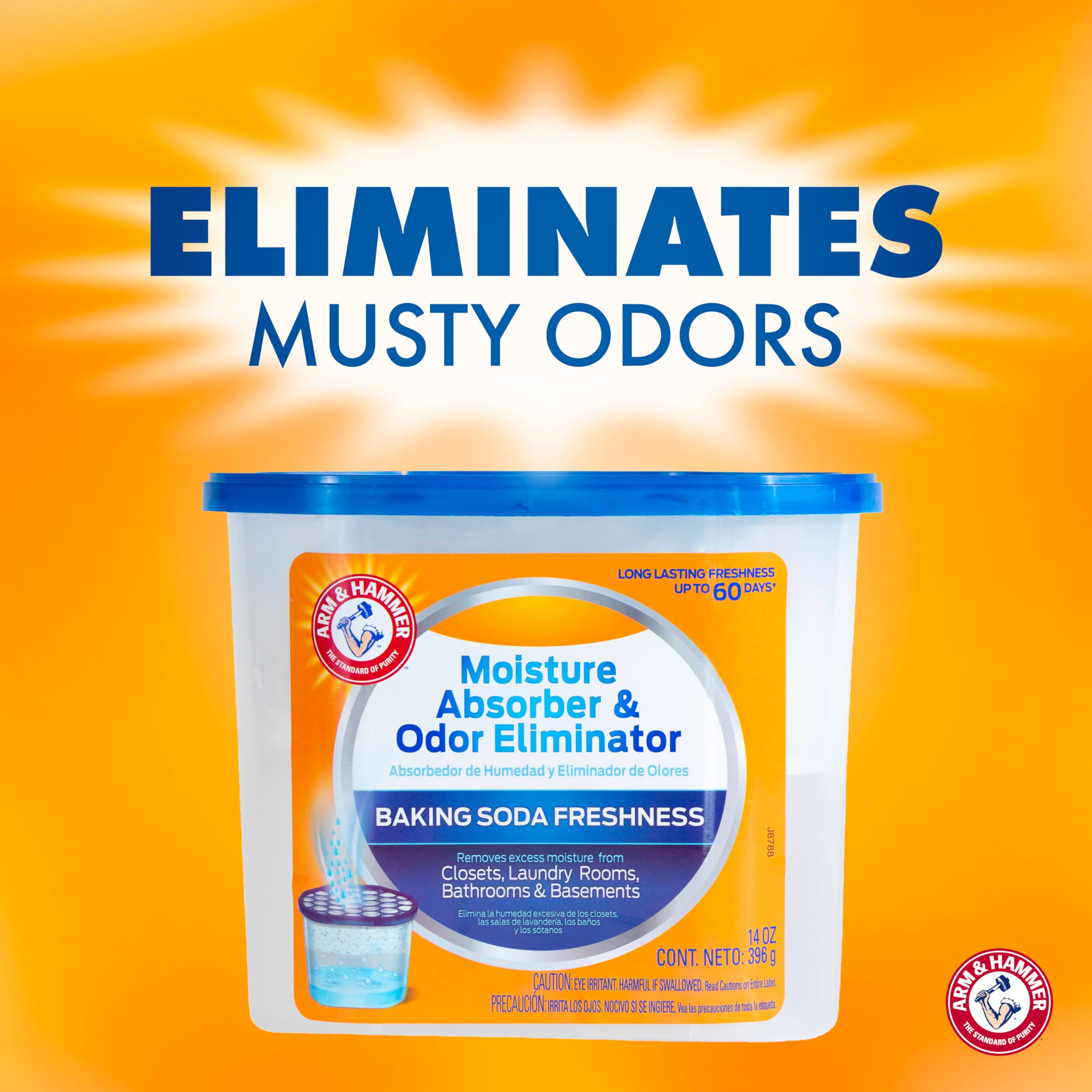 Arm & Hammer fragrance-free moisture absorber tub in closet reducing humidity
