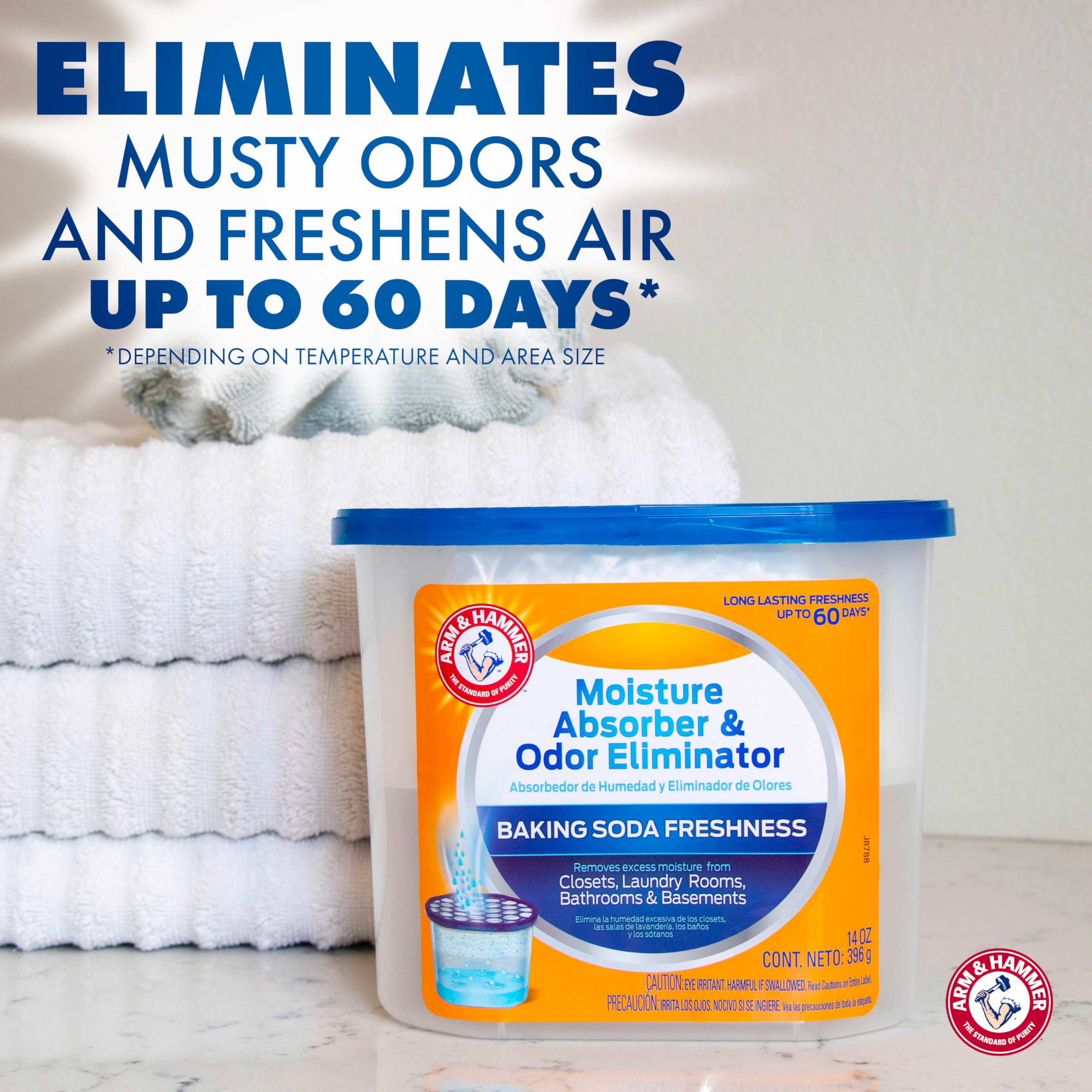 Arm & Hammer fragrance-free moisture absorber tub lid-off highlighting easy refill