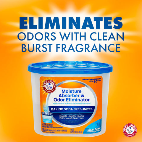 Arm & Hammer Clean Burst tubs placed in a closet to reduce moisture buildup