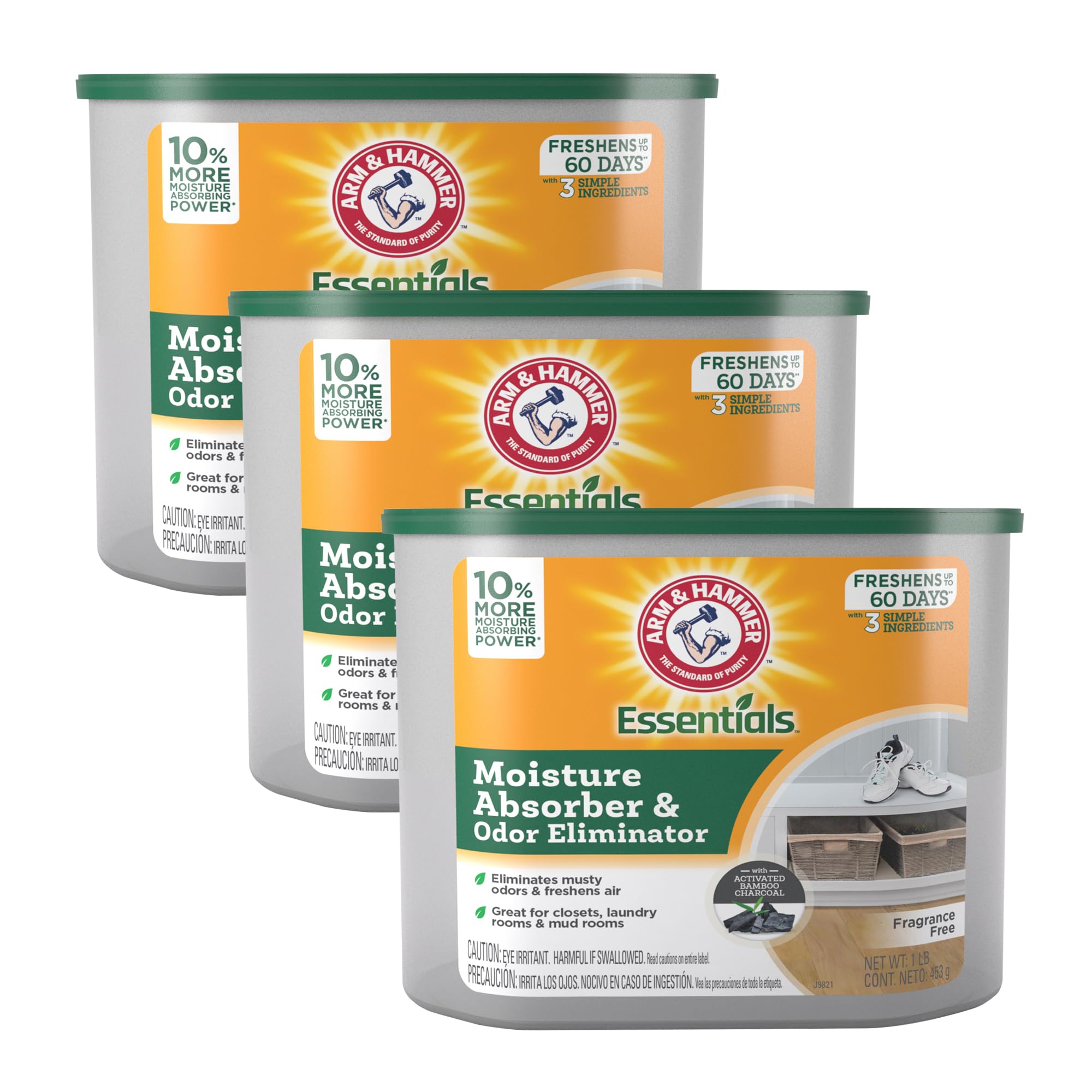 Arm & Hammer Essentials moisture-absorber-tub-front-view improves closet air