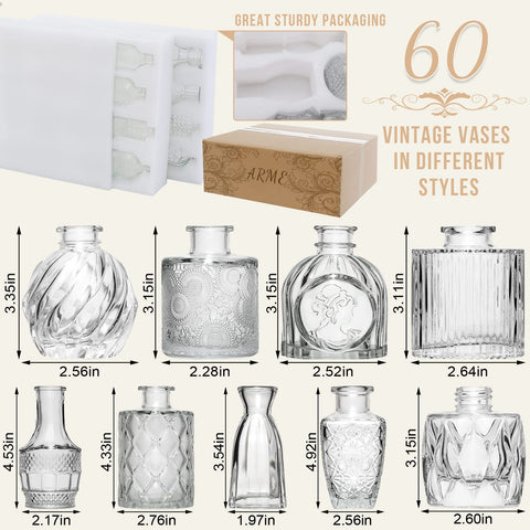 Arme clear glass bud vase close-up showing textured surface craftsmanship.