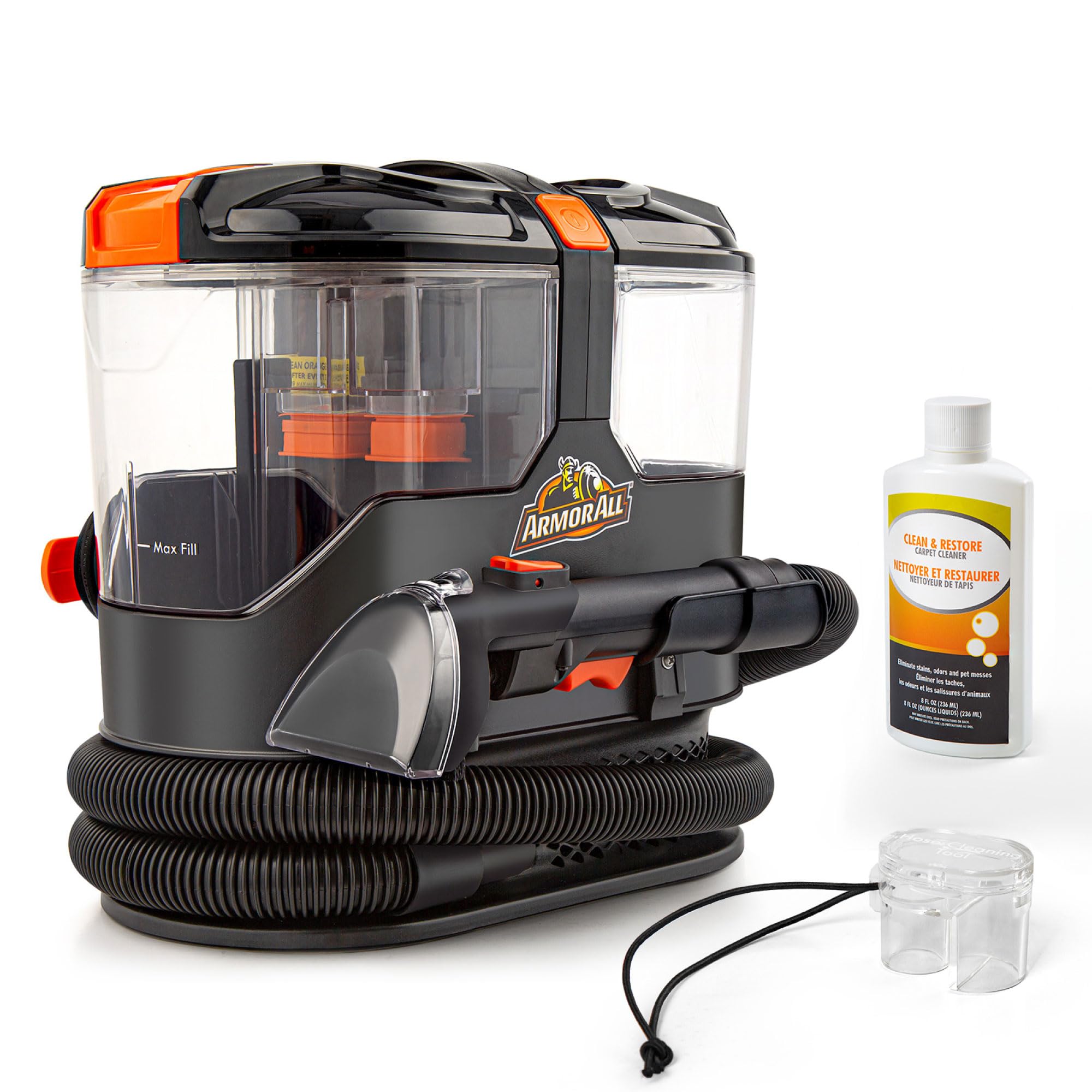 Armor All spot cleaner assembly demonstrating portable design for on the go car cleaning