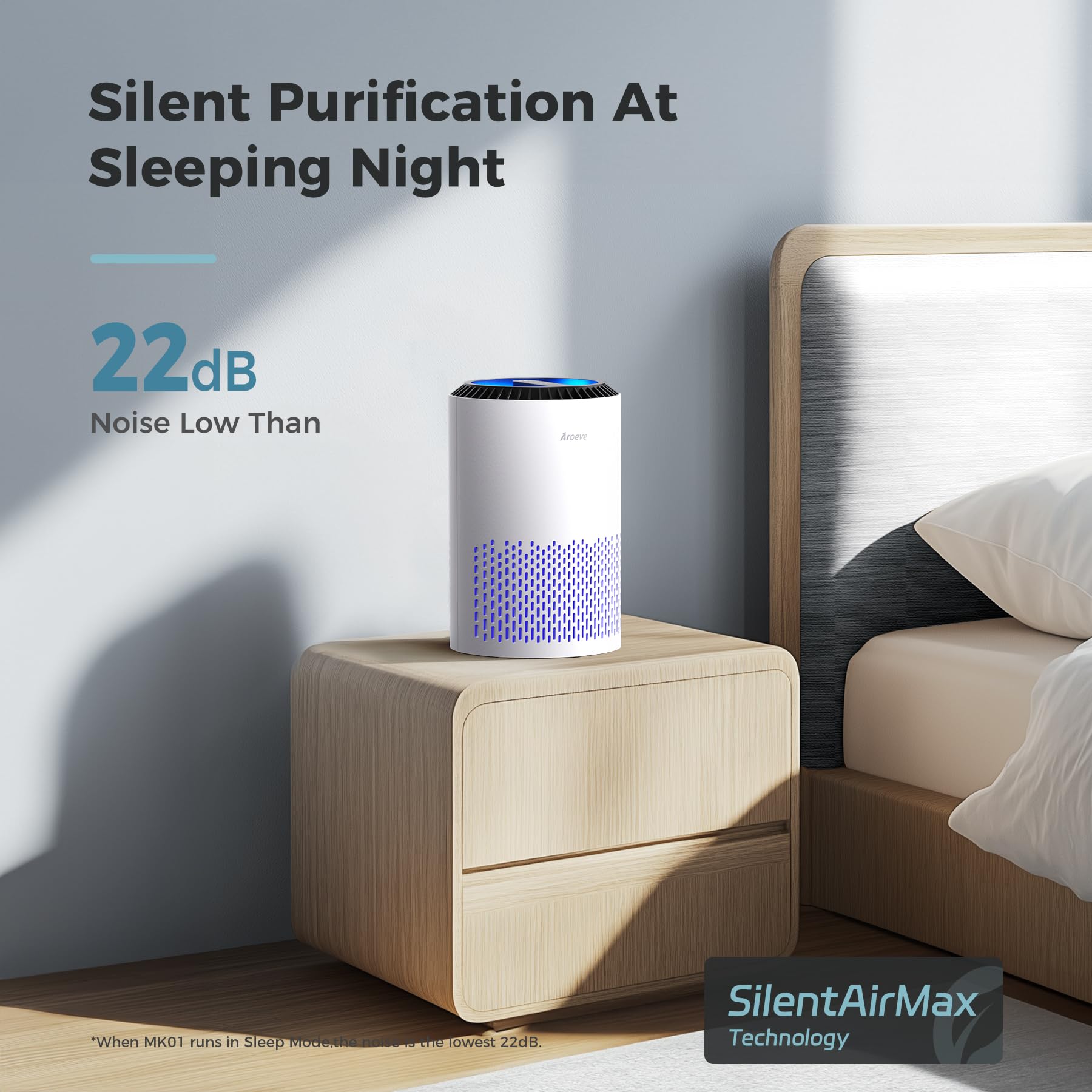 AROEVE MK01 with 360-degree air inlets for comprehensive room circulation