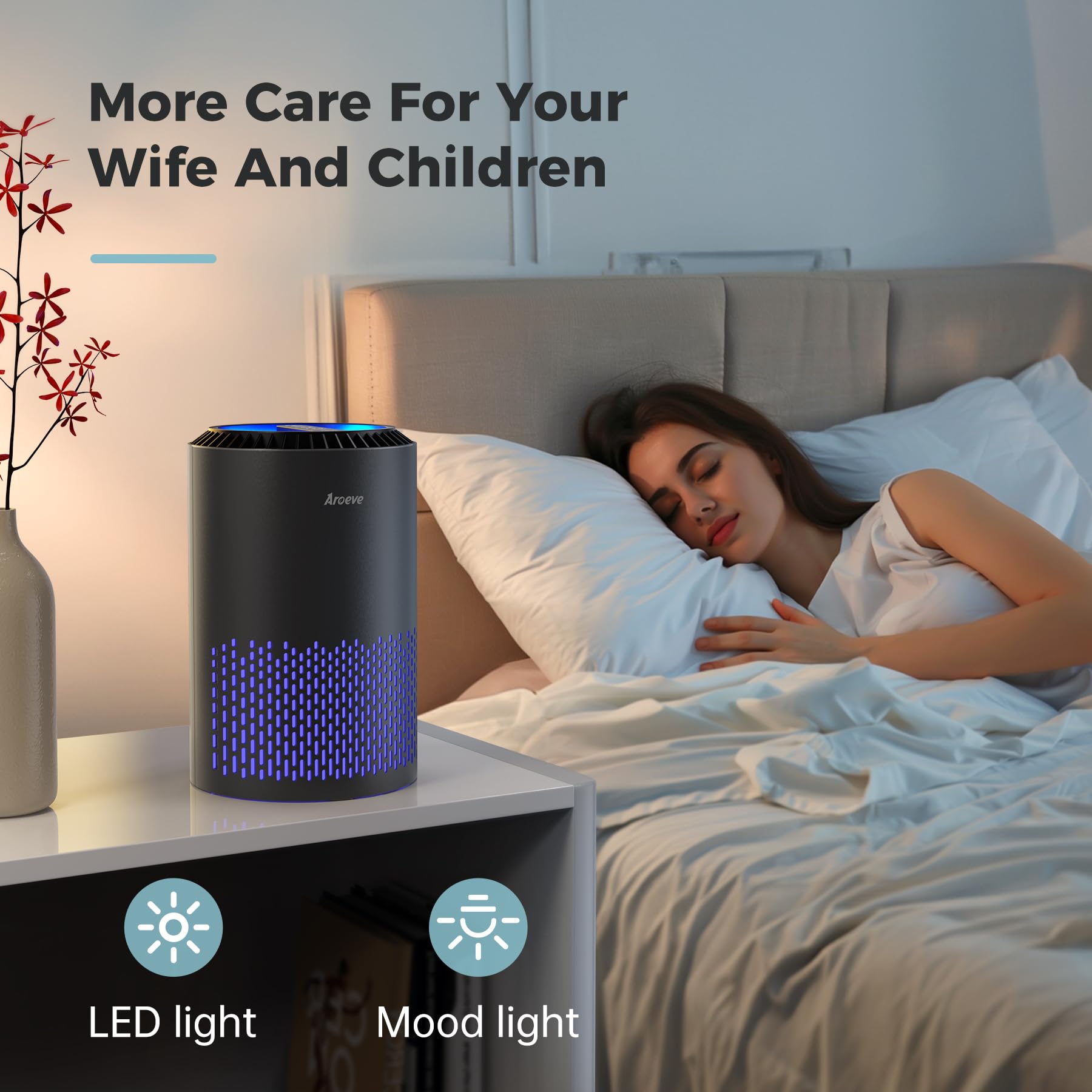 AROEVE MK01 sleek black housing fits modern interiors.