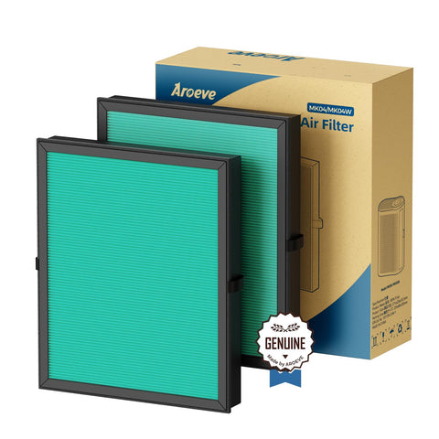 AROEVE MK04 4-in-1 filter pack shown for cleaner indoor air and easy replacement