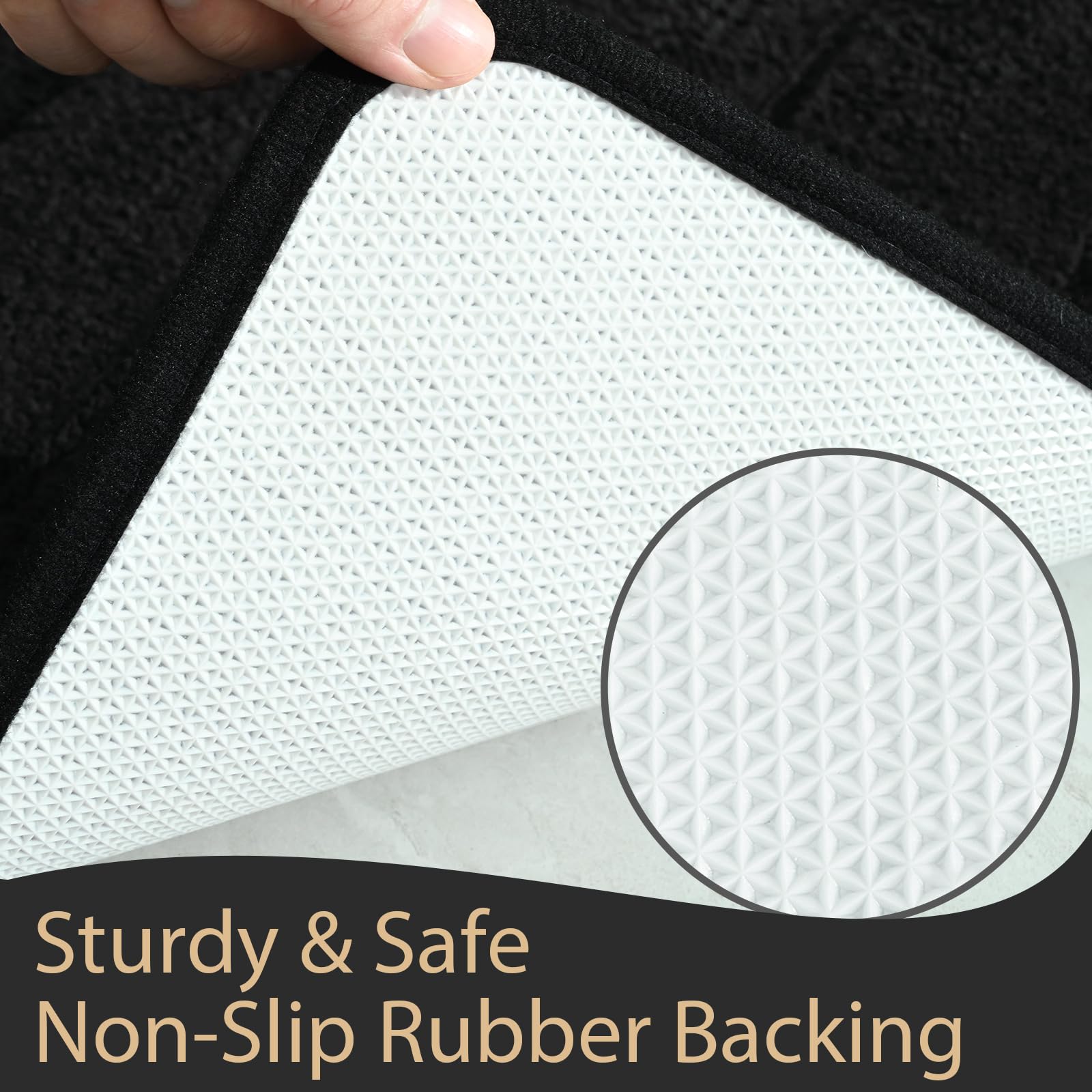 AROGAN absorbent dense-pile bath mat soaks up moisture after showers