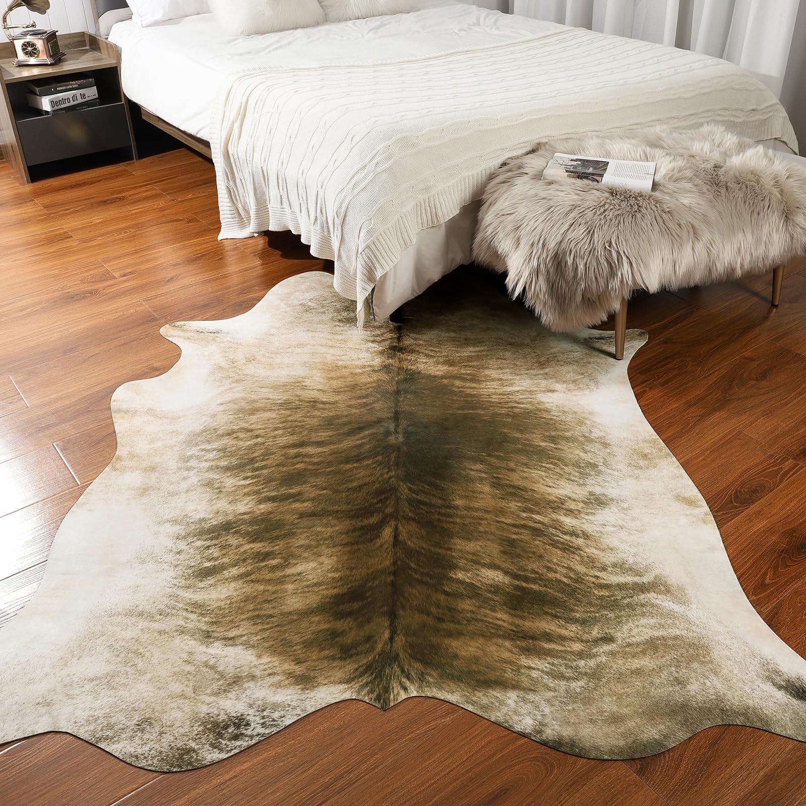 AROGAN bedroom decor with cowhide rug for style