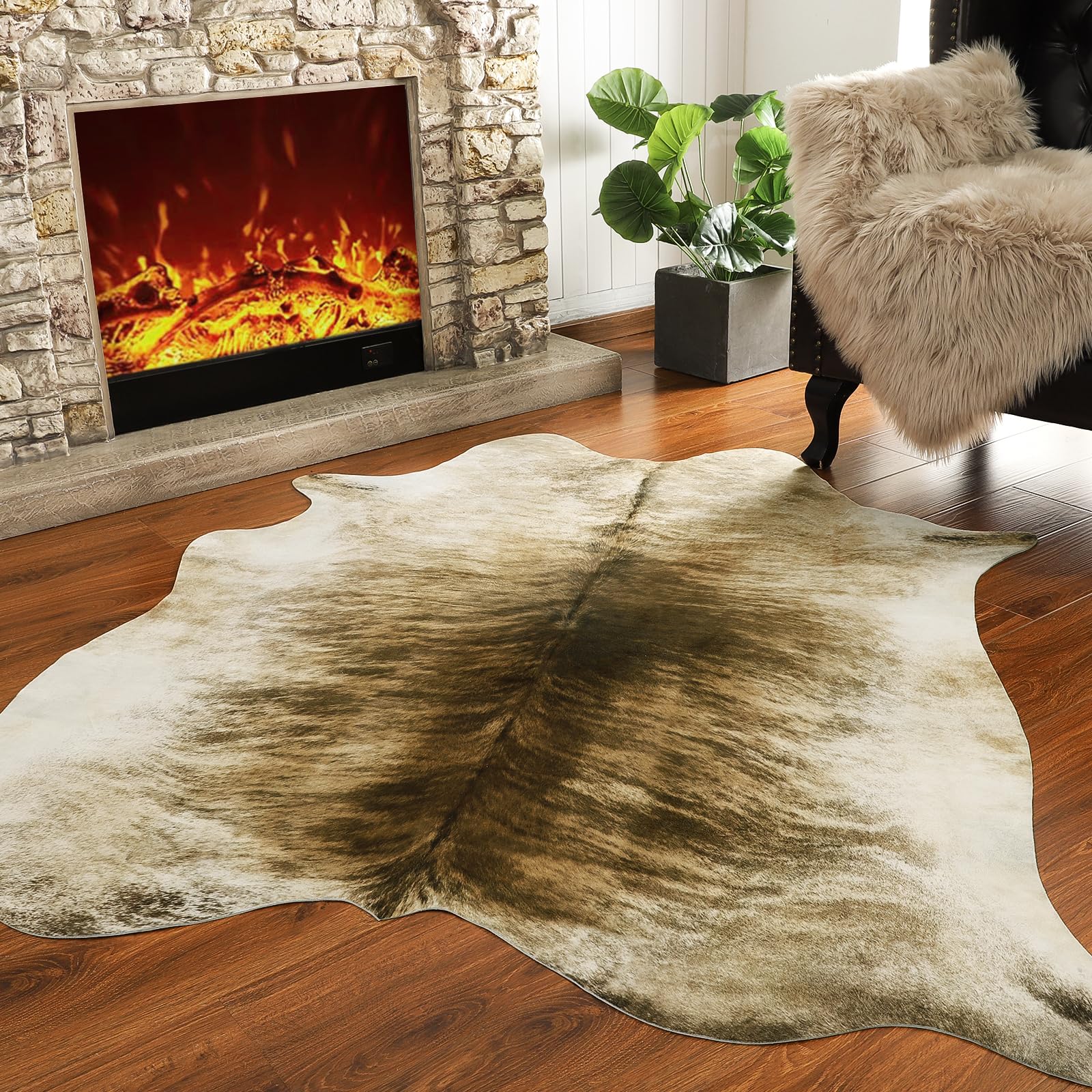 AROGAN premium color cowhide rug enhances western ambiance