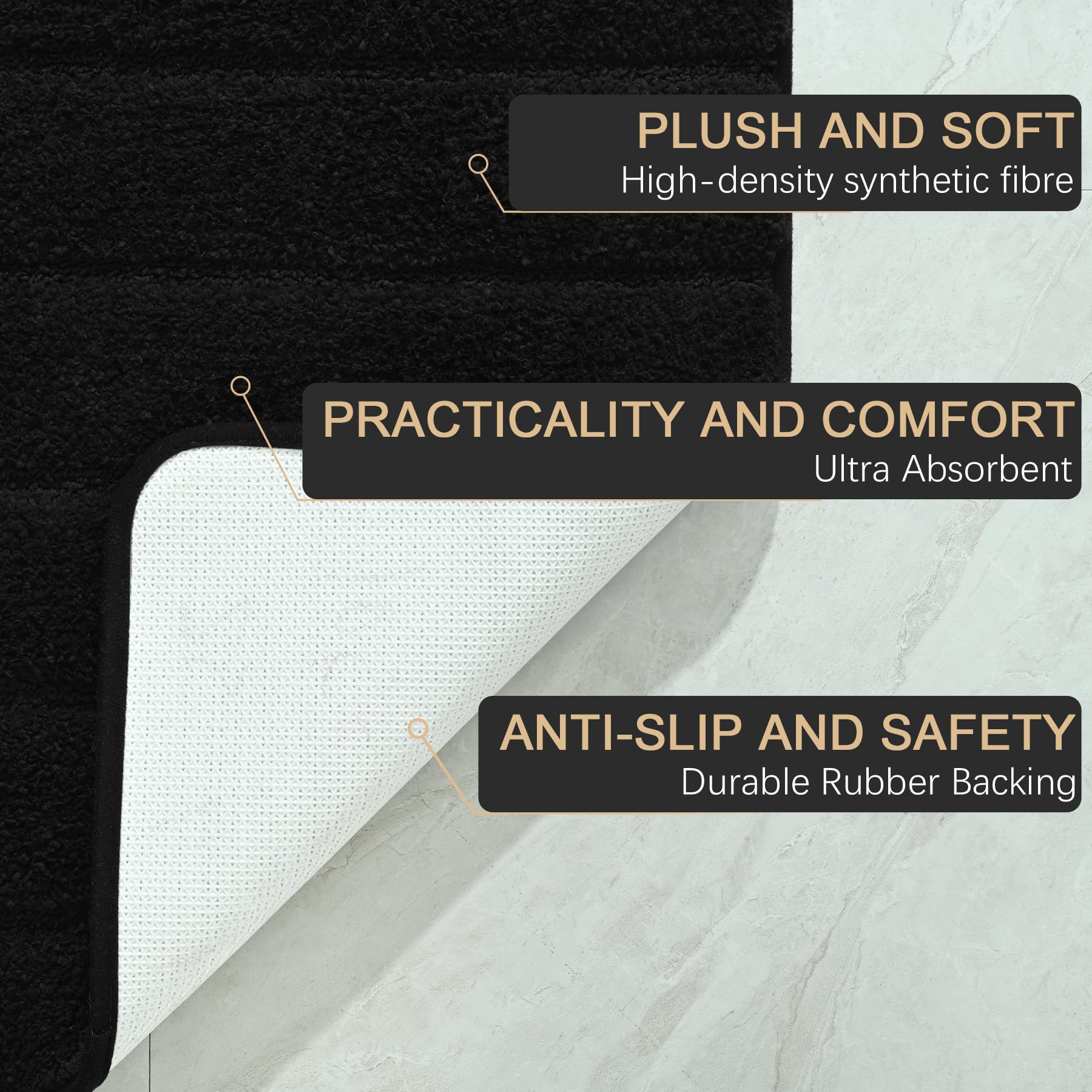 AROGAN machine-washable bath mat for easy cleaning routine