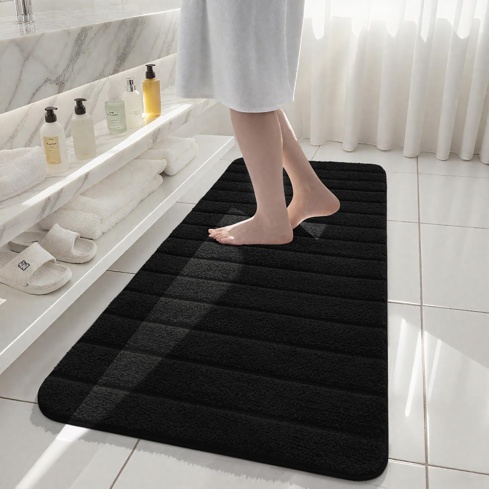 AROGAN ultra-soft microfiber bath mat with plush pile for cozy feet