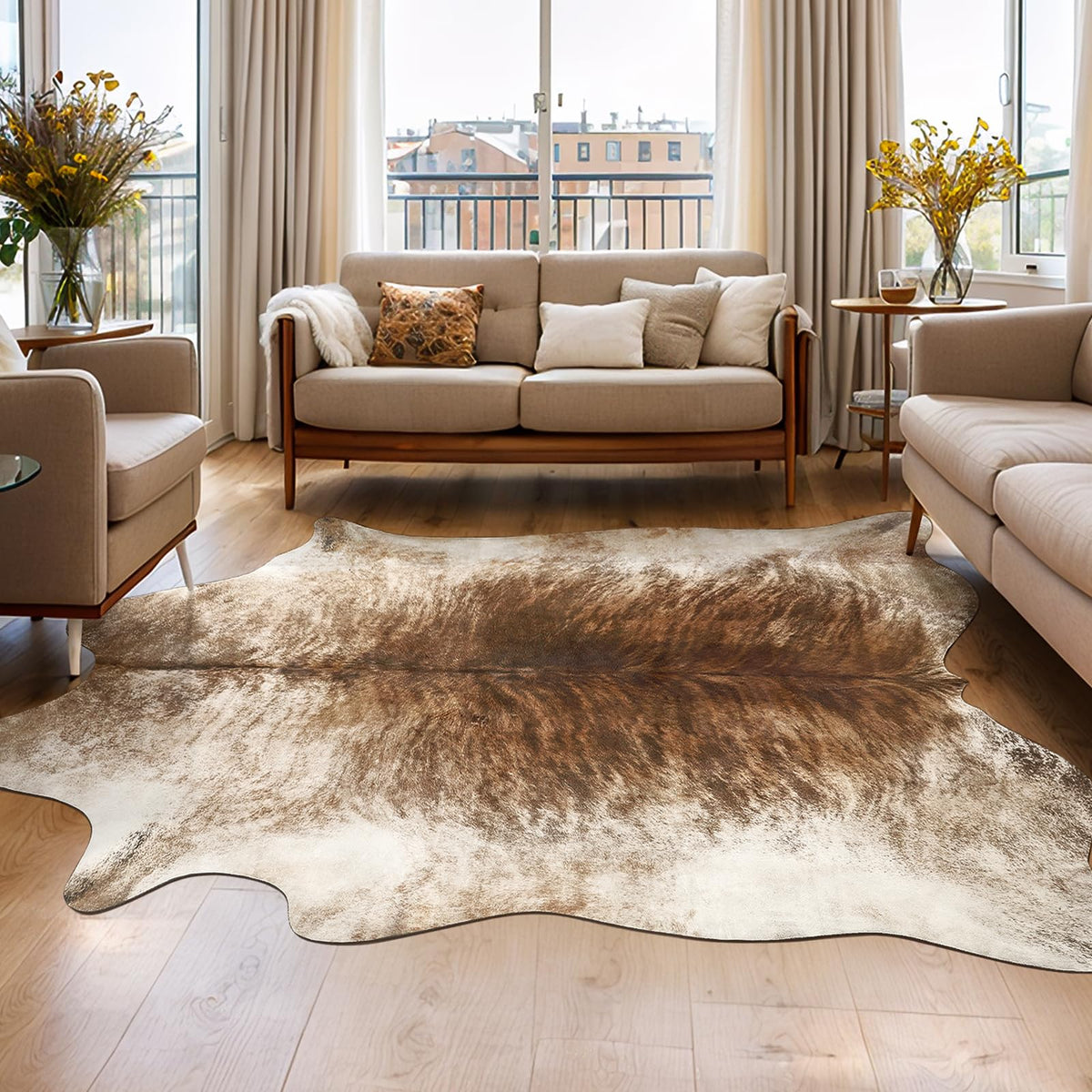 AROGAN faux cowhide rug with soft texture for cozy living rooms