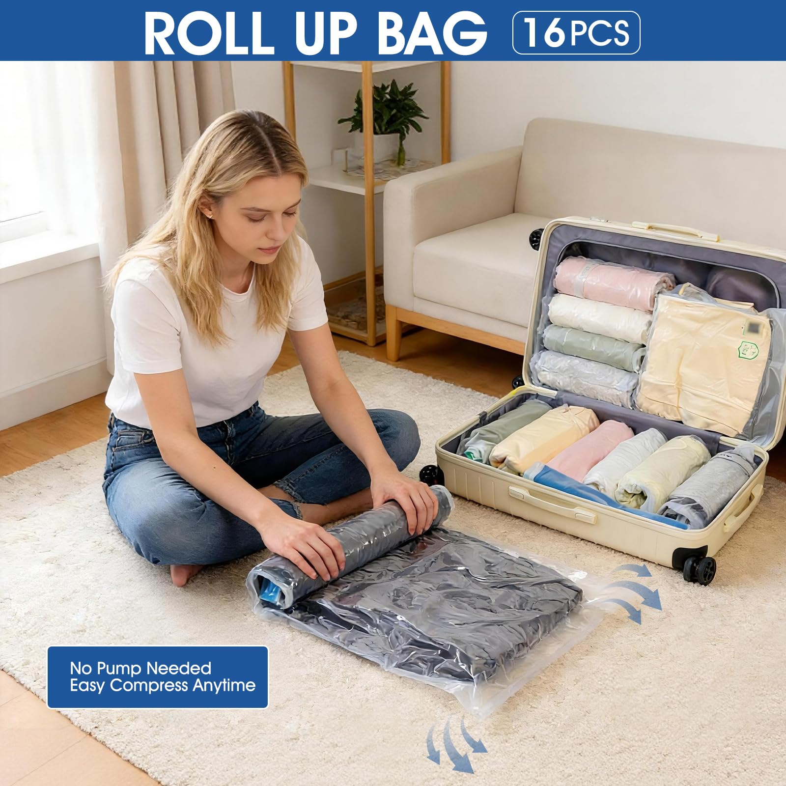 AROIC bags shrink bulky items by up to 80 percent for efficient storage.
