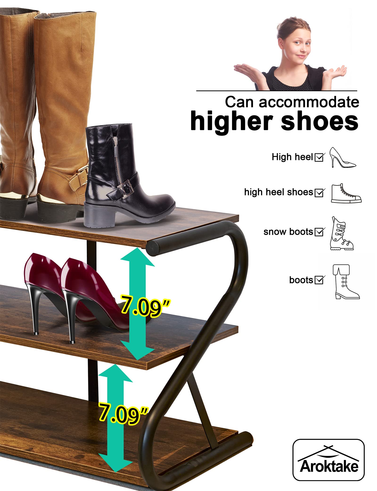 Fully assembled Aroktake rack complements living spaces while organizing shoes.