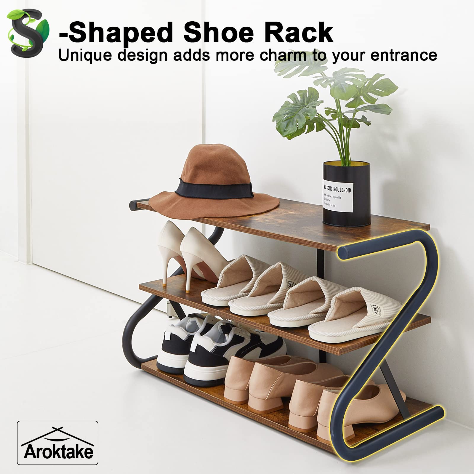 Clearance between tiers accommodates heels and boots, keeping daily shoes organized.