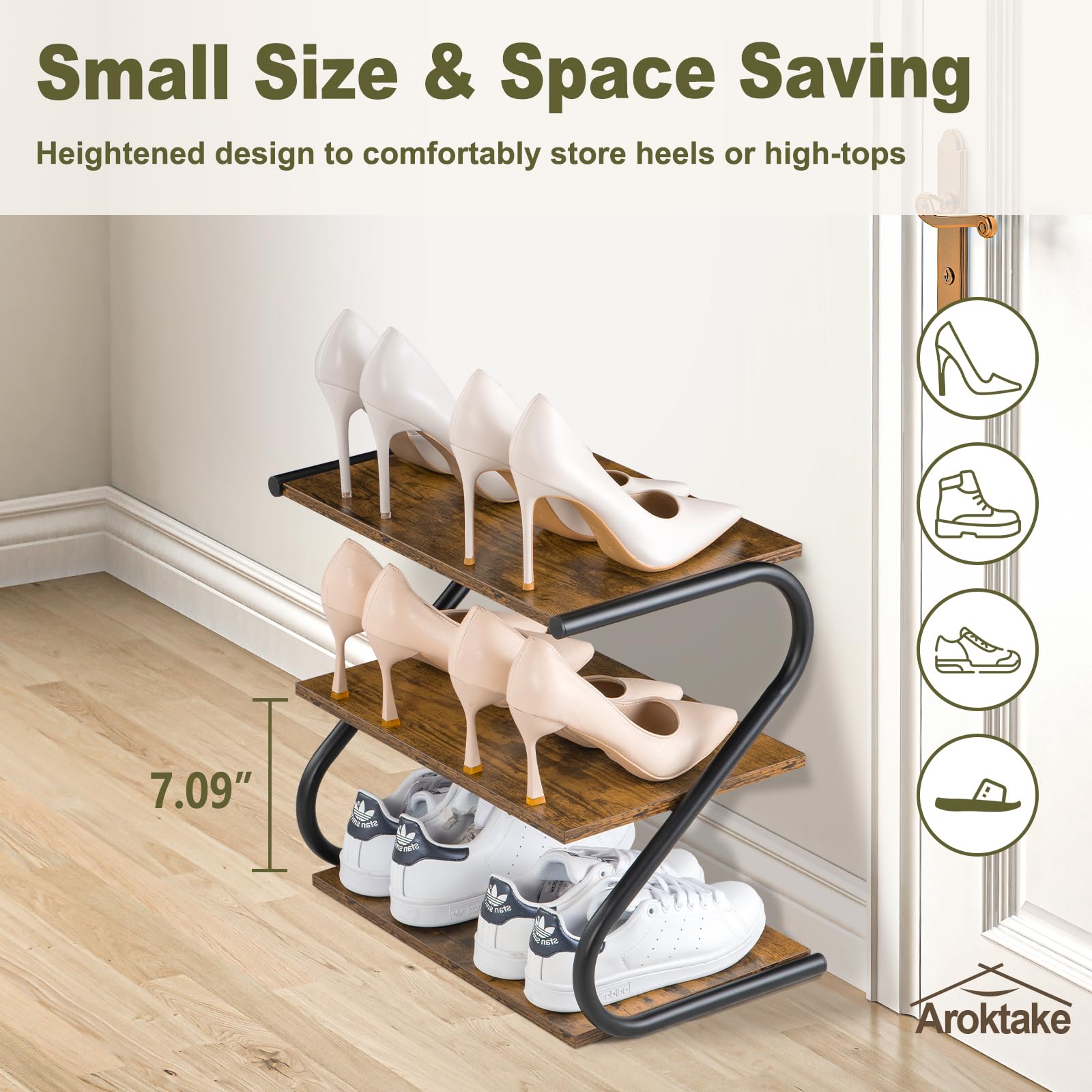 Aroktake durable metal frame supports high heels and keeps shoes secure.