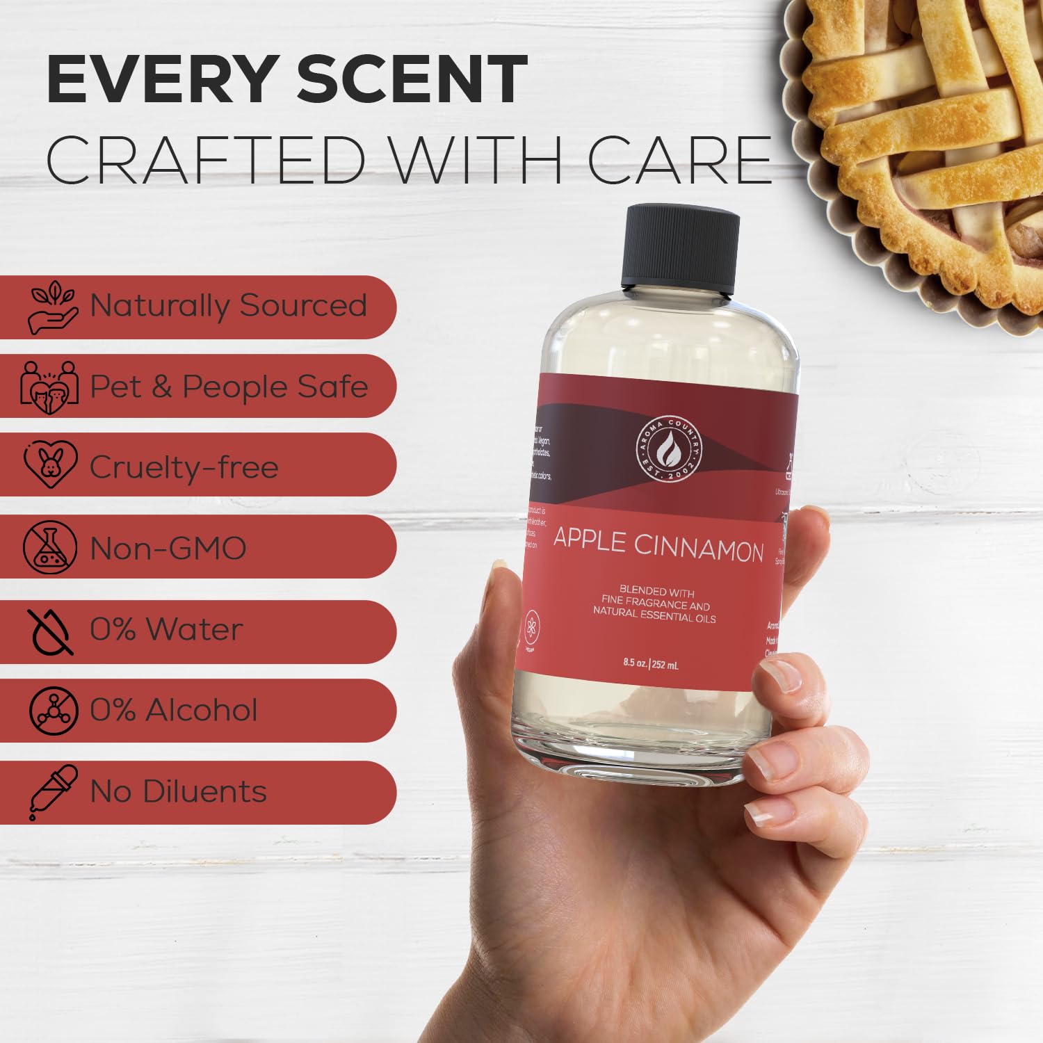 AROMA COUNTRY Apple Cinnamon room spray bottle for instant refresh.