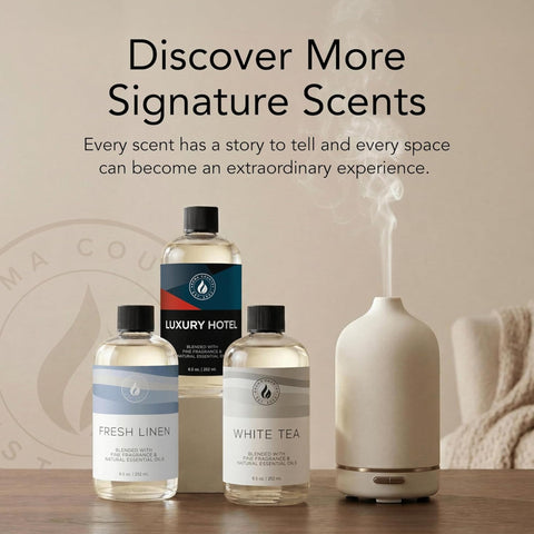 AROMA COUNTRY Capri Sunrise diffuser scene for premium home fragrance.