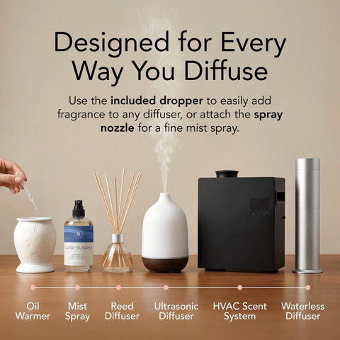 Capri Sunrise room spray bottle ready to refresh a space with elegance