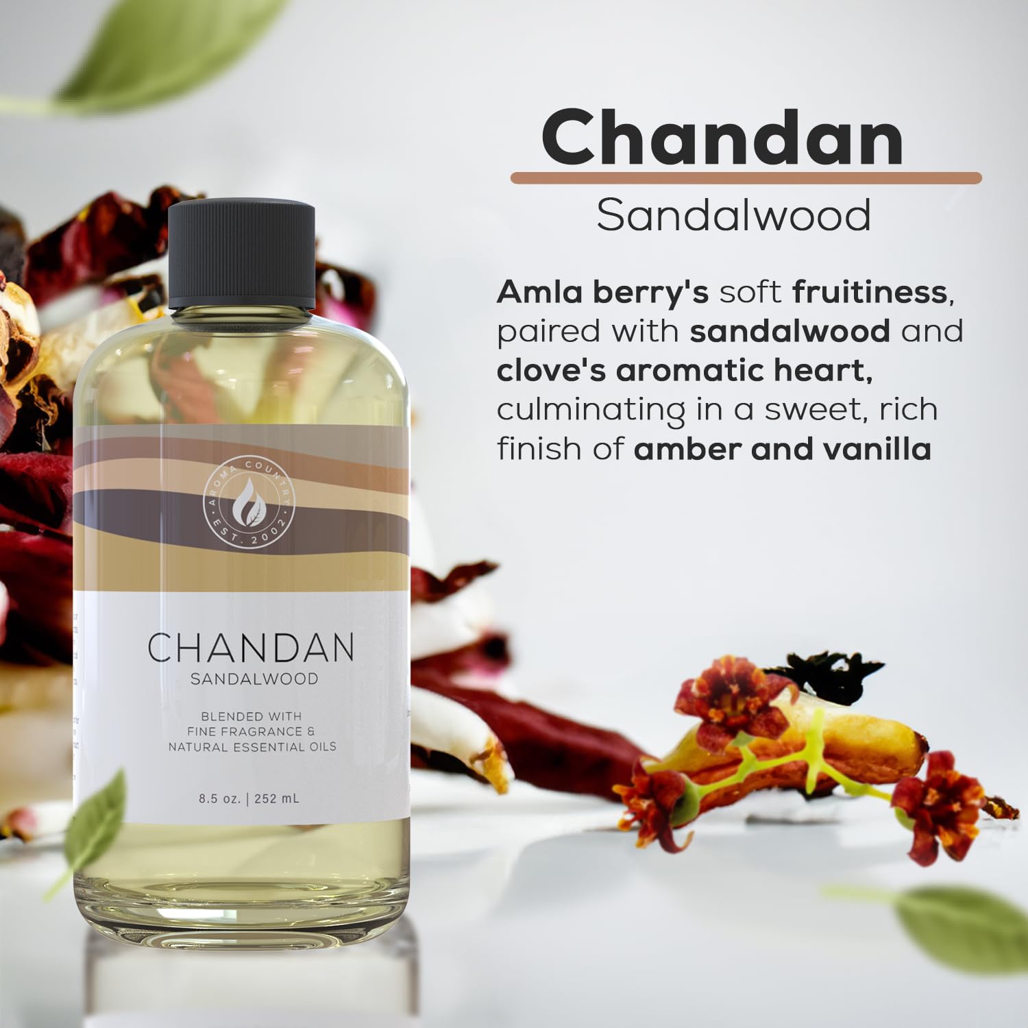 AROMA COUNTRY Chandan Diffuser Oil bottle with dropper ready for precise usage
