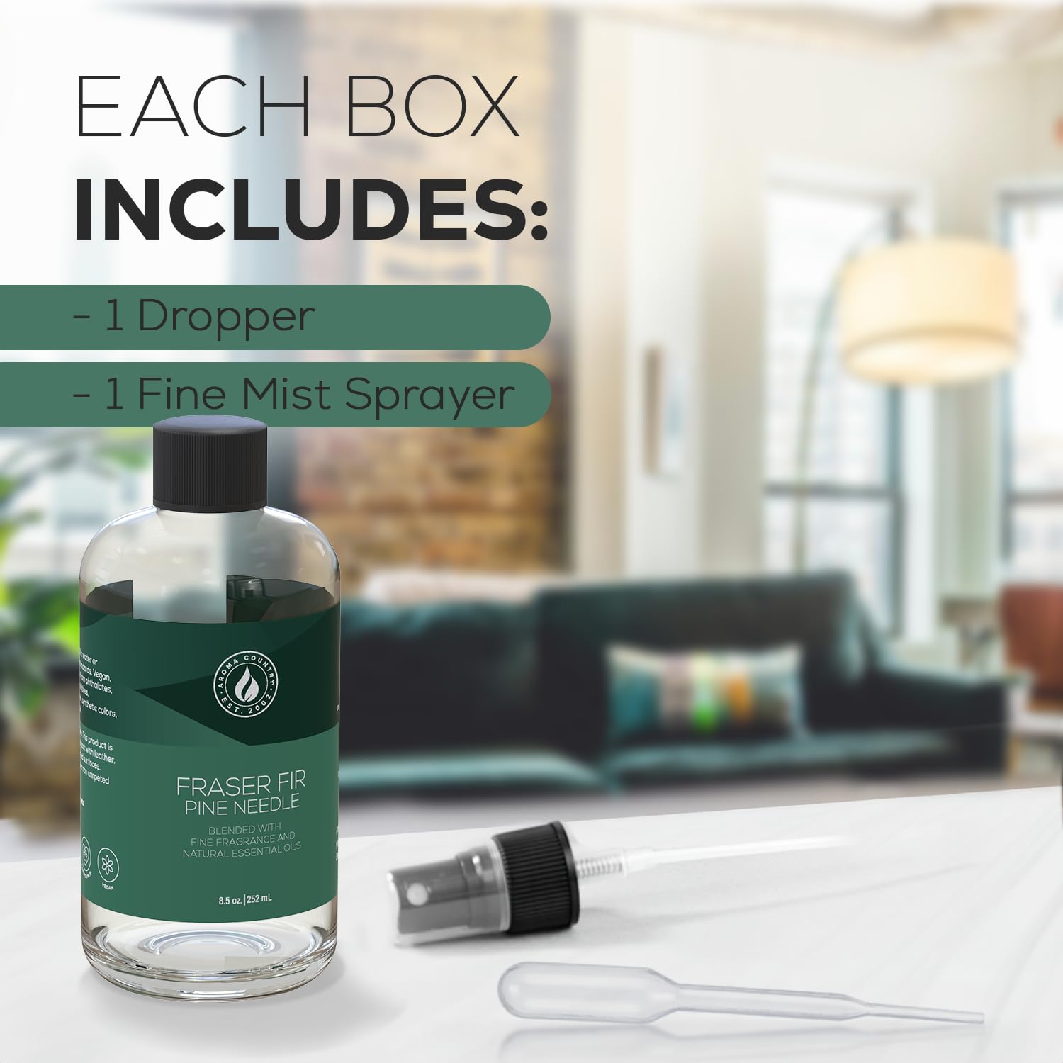 AROMA COUNTRY Fraser Fir diffuser oil captures pine needle notes for natural home fragrance