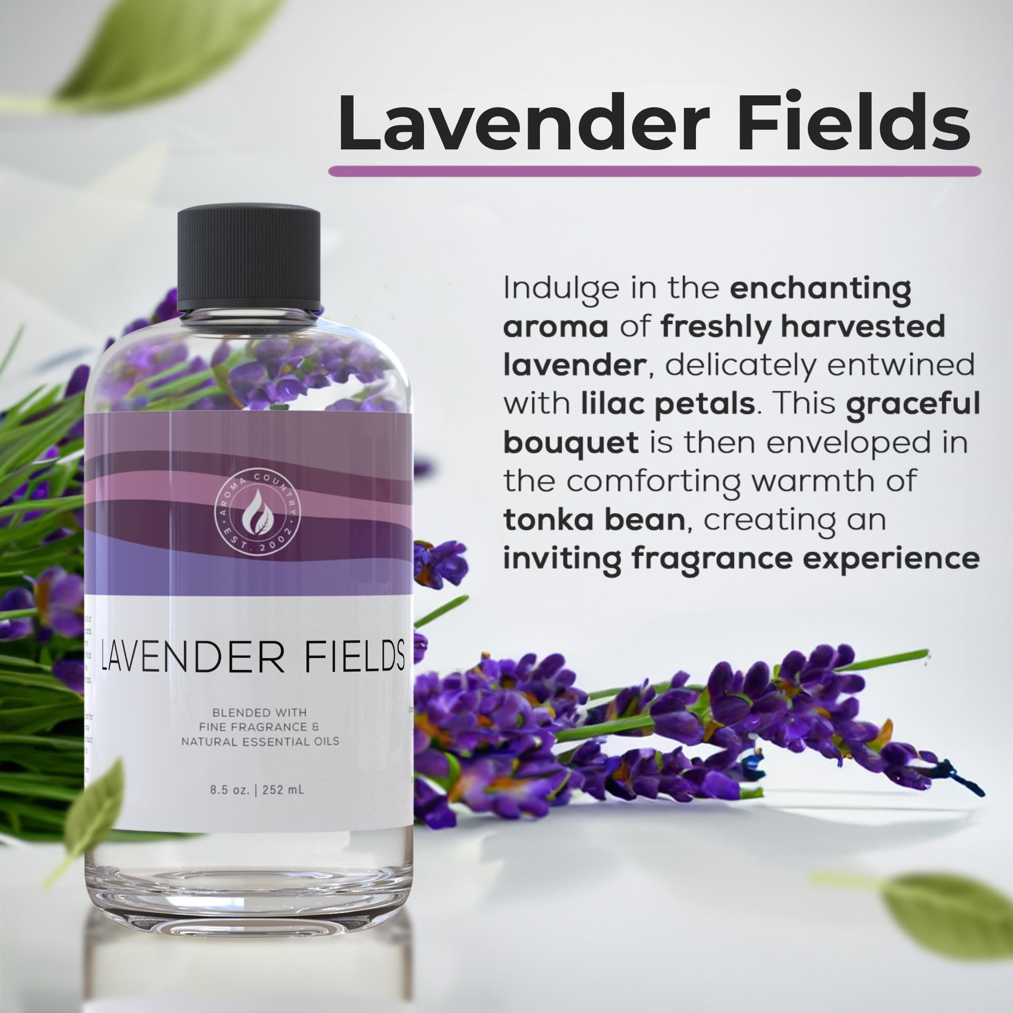 AROMA COUNTRY Lavender Fields dropper enabling precise diffuser refills.