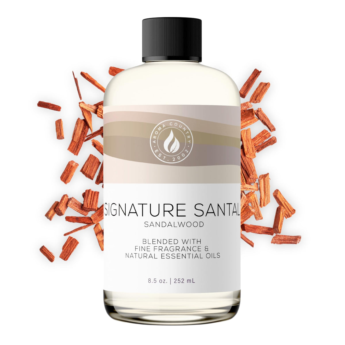 AROMA COUNTRY Signature Santal diffuser oil bottle ready for long-lasting diffusion