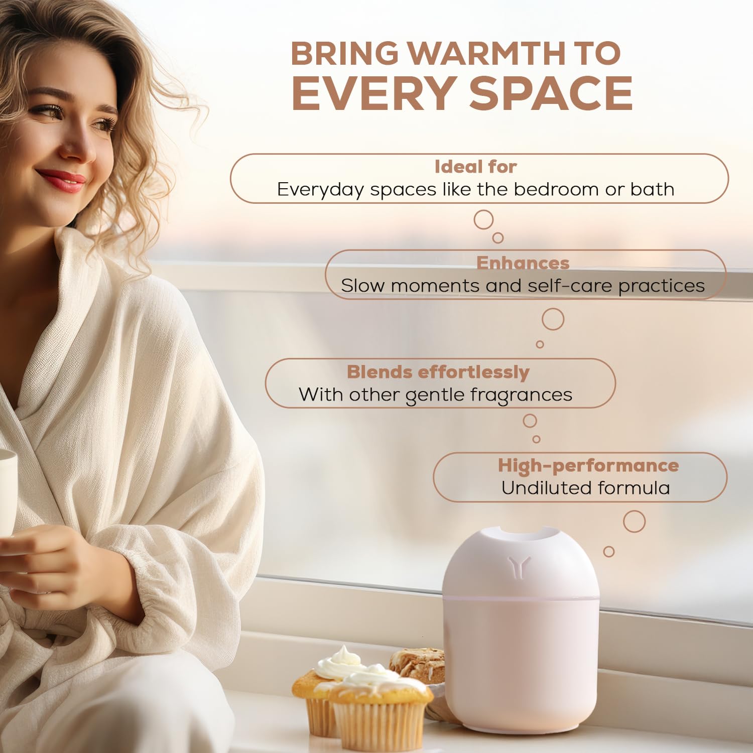 AROMA COUNTRY Whipped Vanilla diffuser in living room creates inviting ambiance.
