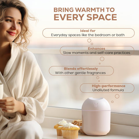 AROMA COUNTRY Whipped Vanilla diffuser in living room creates inviting ambiance.