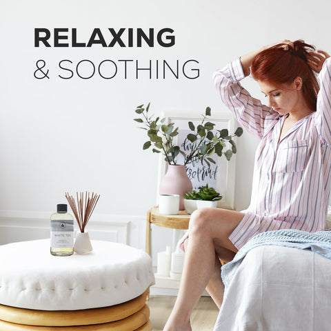 Aroma Country White Tea Diffuser Oil droplets quietly fill large spaces with a subtle scent.