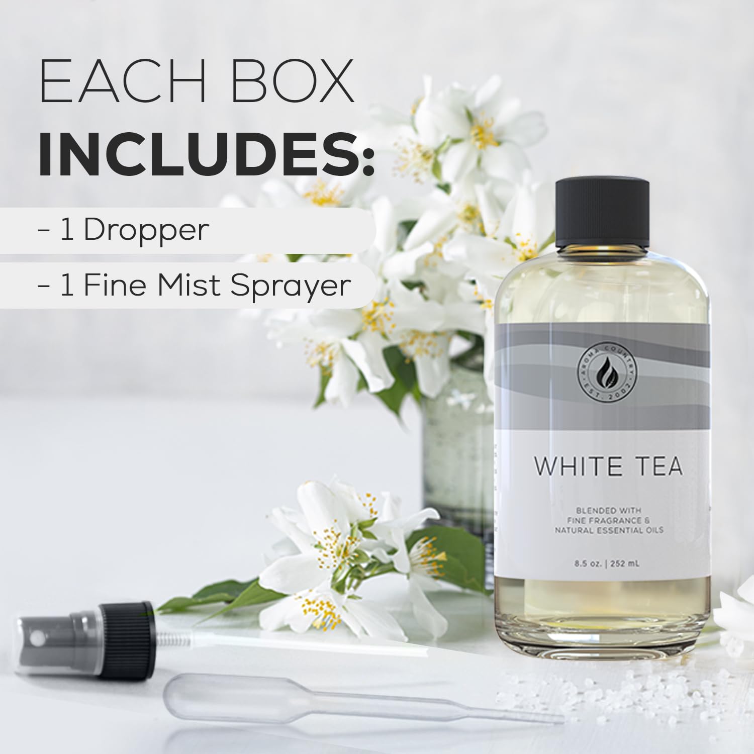 Aroma Country White Tea Diffuser Oil uses natural ingredients for hotel-style freshness.