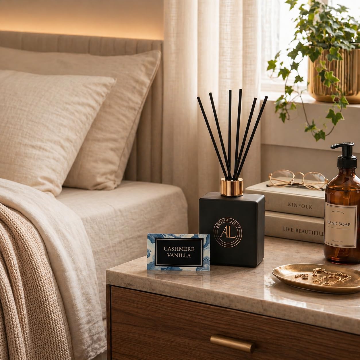Aroma Loft diffuser in office ambience freshens workspace with subtle vanilla notes.