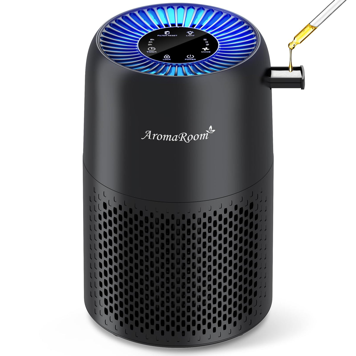 Aroma Room AP100-B air purifier front view for clean air in home spaces