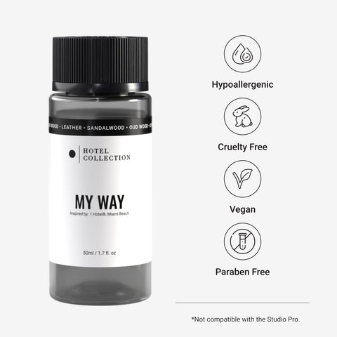 Aroma360 My Way diffuser in a cozy living room showcases luxury fragrance.